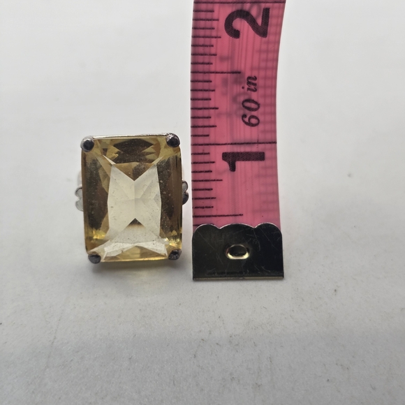 Sterling Silver Yellow Gemstone Ring - Picture 6 of 8